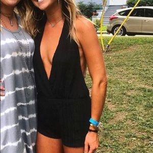 Black backless romper